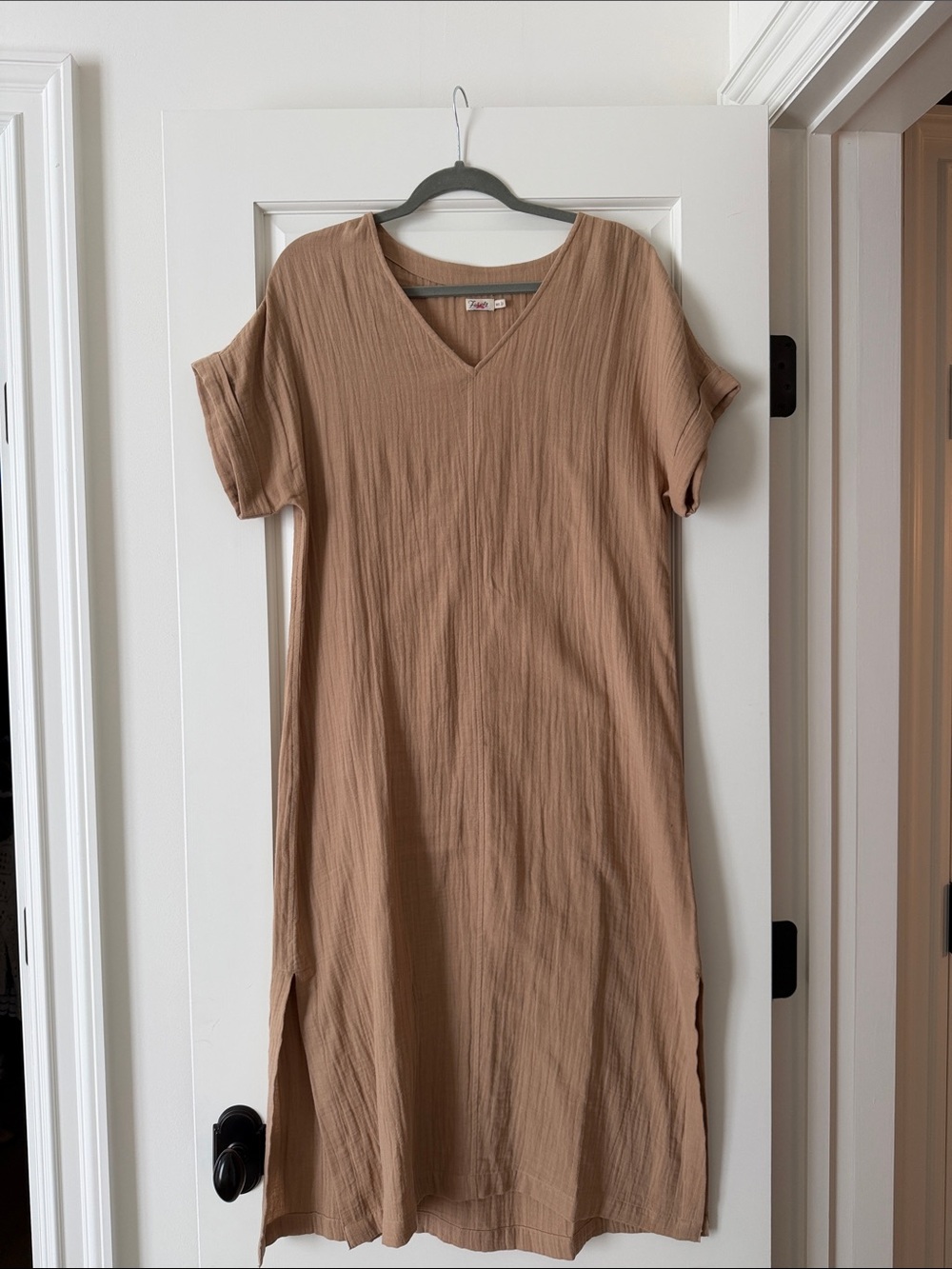 Faherty Tan cotton V-Neck Maxi Dress